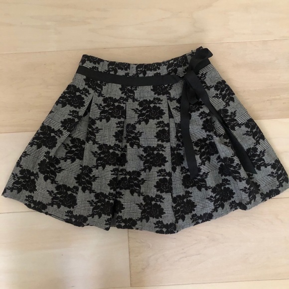 Pleated lace check ribbon skirt - Picture 2 of 7